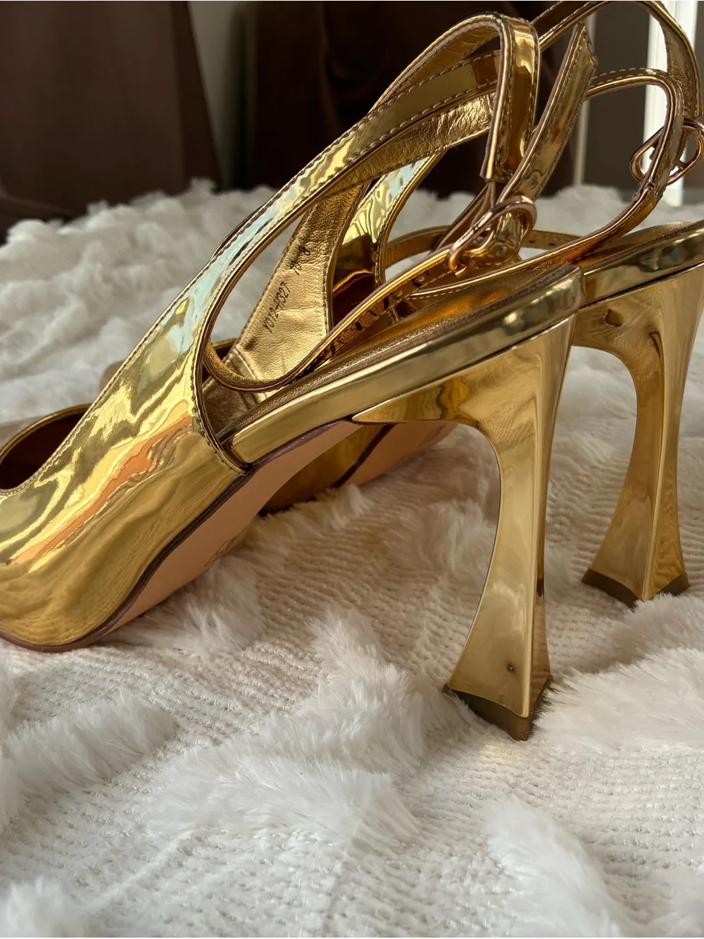 Gold Slingback Pointed-Toe Pumps
